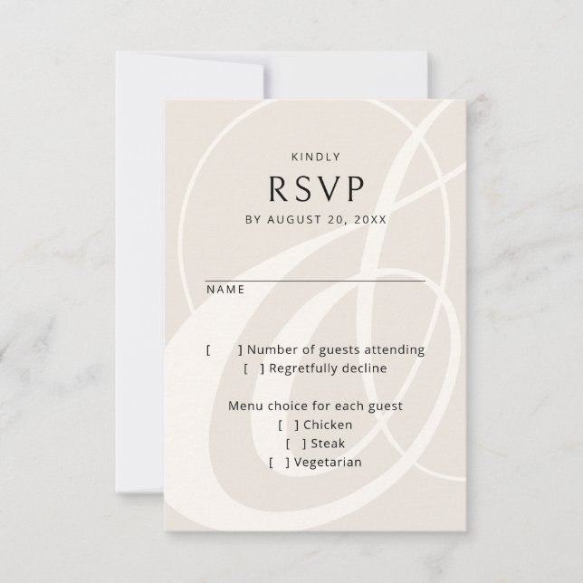 Script moderne Champagne Ampersand Wedding RSVP (Devant)