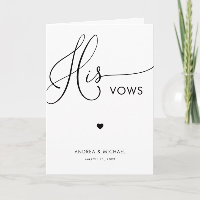 Script moderne & Coeur Ses Vows Mariage Carte de l (Devant)