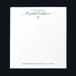 Script moderne du bureau du Bloc-notes<br><div class="desc">Un bloc-notes de bureau simple et moderne avec votre nom dans une police manuscrite avec un coeur doré en dessous. Personnalisez-le pour votre bureau. Ce bloc-notes simple et moderne fait un grand cadeau. Conçu pour vous par Blackberry Boulevard.</div>