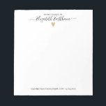 Script moderne du bureau du Bloc-notes<br><div class="desc">Un bloc-notes de bureau simple et moderne avec votre nom dans une police manuscrite avec un coeur doré en dessous. Personnalisez-le pour votre bureau. Ce bloc-notes simple et moderne fait un grand cadeau. Conçu pour vous par Blackberry Boulevard.</div>