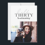 Script moderne et photo géométrique 30e anniversai<br><div class="desc">Script moderne & géométrique trentième anniversaire photo invitation. La couleur du motif du dossier géométrique peut être modifiée.</div>
