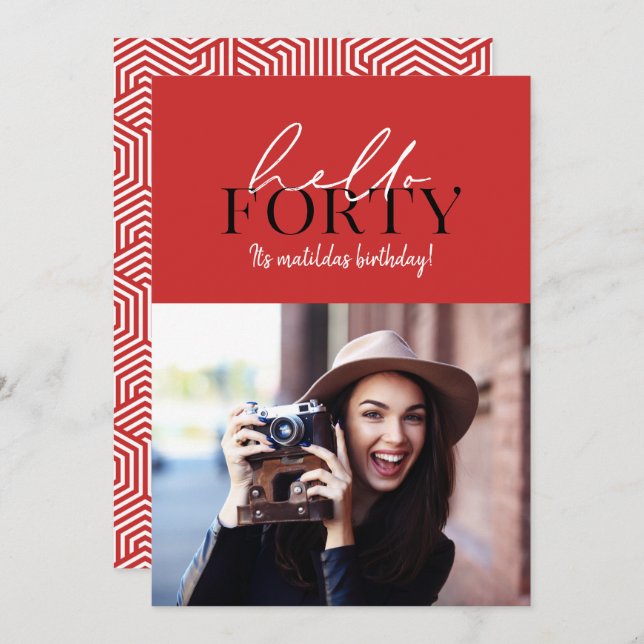 Script moderne et photo géométrique 40e anniversai (Devant / Derrière)