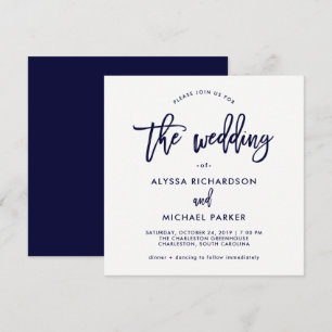 Script moderne   Faire-part de mariage bleu marine