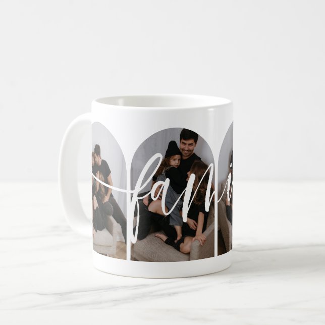 Script moderne Famille Photo Café Mug (Devant gauche)