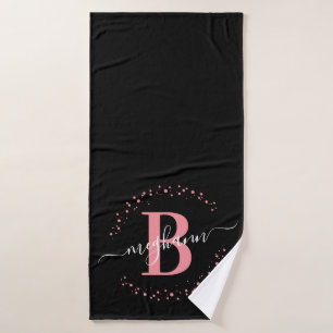 Script moderne Girly rose noir Nom Monogramme