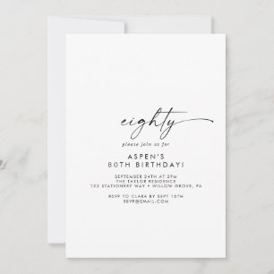 Script moderne Invitation fête d'anniversaire 80e 