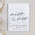 Script moderne Marbre Miss à Mme Mariage nuptiale<br><div class="desc">Carnet de wedding planner de mariage sur mesure avec design de calligraphie moderne "Miss. à Mme" sur arrière - plan en marbre gris.</div>