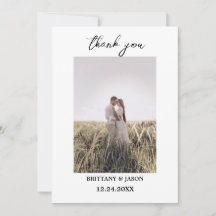 Script moderne Mariage photo simple Carte de remer
