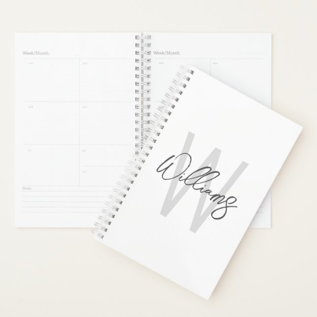 Script moderne Monogramme personnalisé et nom (Devant avec enveloppe)