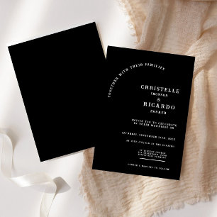 Script moderne noir, faire-part de mariage minimal