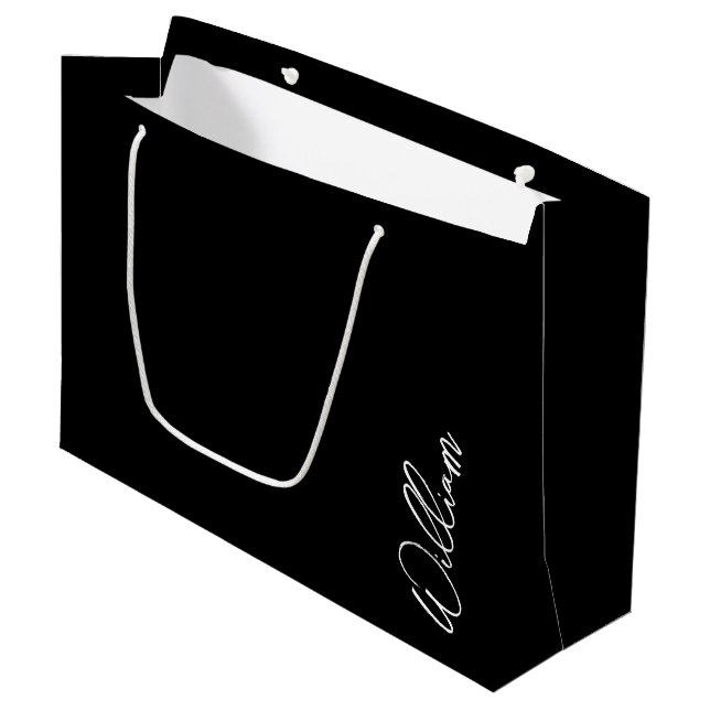 Script moderne Nom personnalisé Grand sac cadeau (Devant Angle)