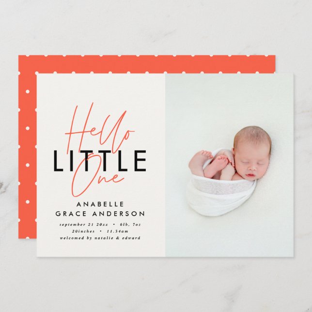 Script moderne photo bonjour petit un (Devant / Derrière)