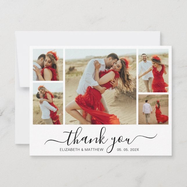 Script moderne Photo Collage Mariage Merci (Devant)