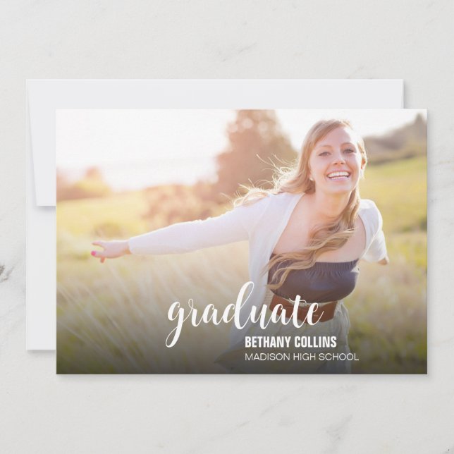 Script moderne Photo Graduation Party Invitation (Devant)