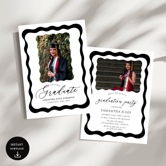 Script moderne Photo Graduation Party Invitation (Créateur téléchargé)