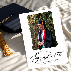 Script moderne Photo Graduation Party Invitation
