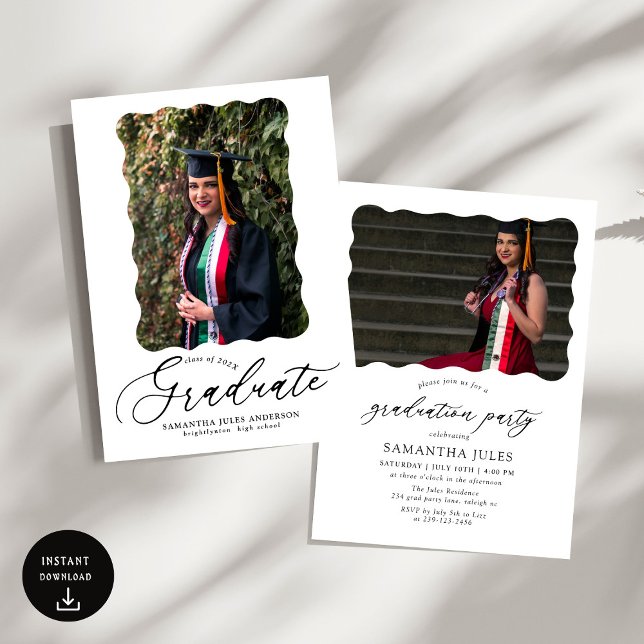 Script moderne Photo Graduation Party Invitation (Créateur téléchargé)