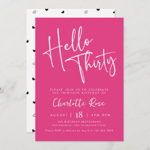 Script moderne rose 30e anniversaire Invitation de