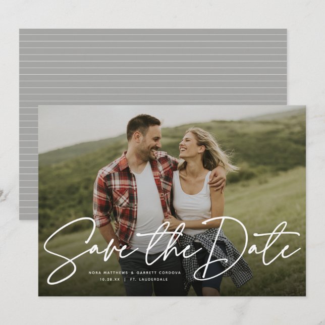 Script moderne tendance enregistrer la date carte  (Devant / Derrière)