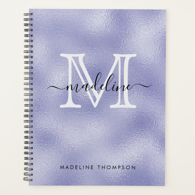 Script moderne Très Peri Purple Foil Monogramme (Devant)