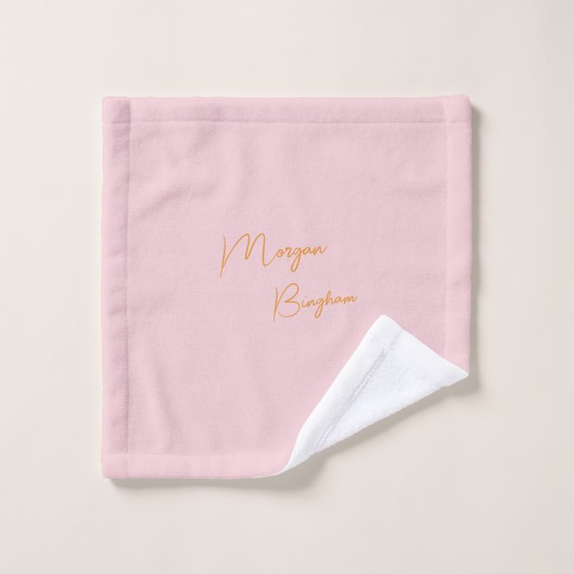 Script monogramme minimaliste rose (Gant de toilette)