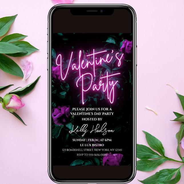 Script Neon Valentine's Day Party Invitation (Créateur téléchargé)