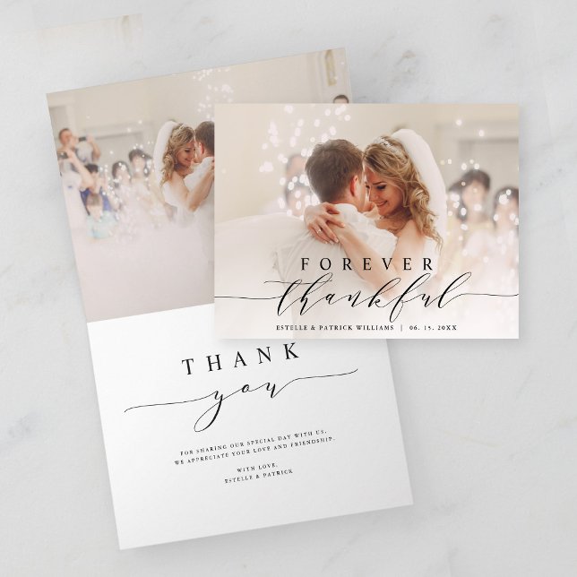 Script noir 2 Photo pour toujours Merci Mariage (Front & Inside)