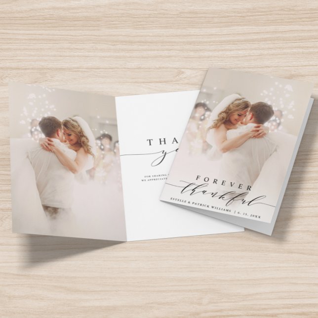 Script noir 2 Photo pour toujours Merci Mariage (Front & Inside)