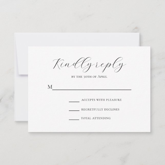 Script noir minimal Mariage musulman moderne RSVP (Dos)