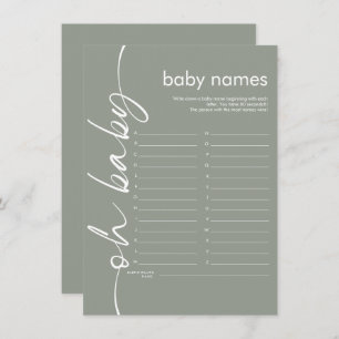 Script Oh Baby Names Jeu de douche Carte de taille
