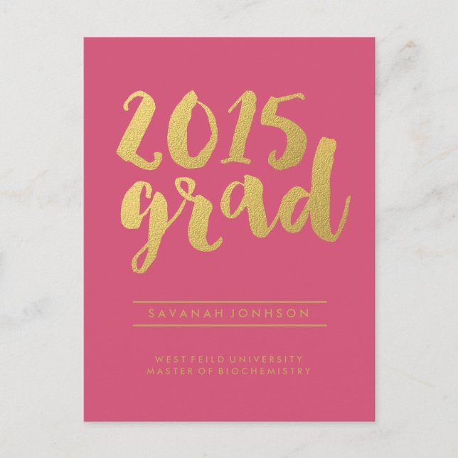 Script or chic | Carte postale Pink Graduate Photo (Devant)