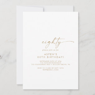 Script Or moderne 80e anniversaire Invitation fête