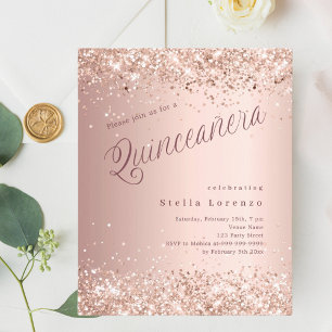 Script or rose moderne Quinceanera invitation