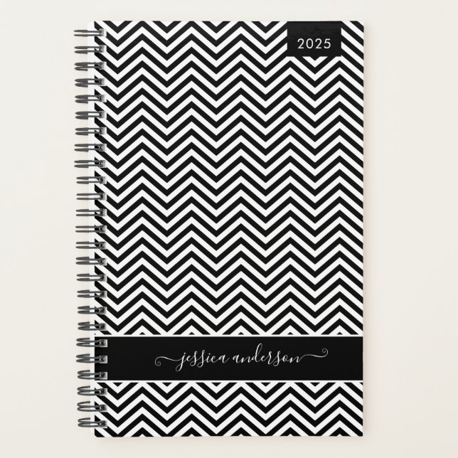 Script personnalisé moderne Chevron Zigzag Black G (Devant)