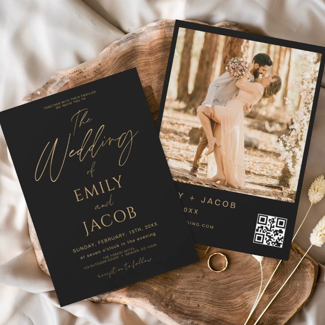 Script photo de code QR du Mariage d'or noir Budge (Créateur téléchargé)