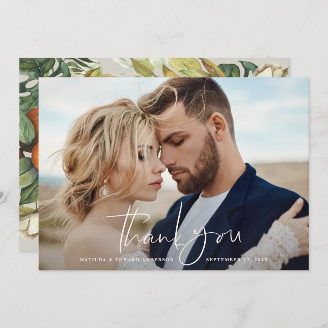 Script photo mariage merci agrumes botanique (Devant / Derrière)