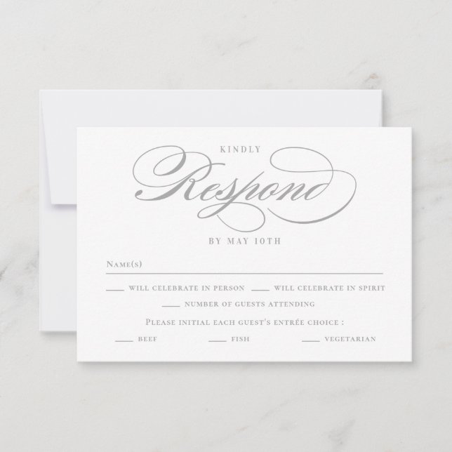 Script poétique ÉDITABLE Carte RSVP de mariage cou (Devant)