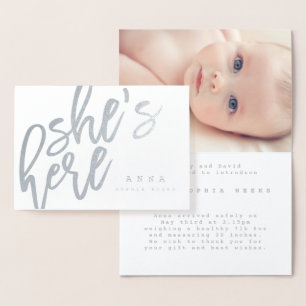 SCRIPT POLIT SHES ICI FAIRE-PART DE NAISSANCE CARD