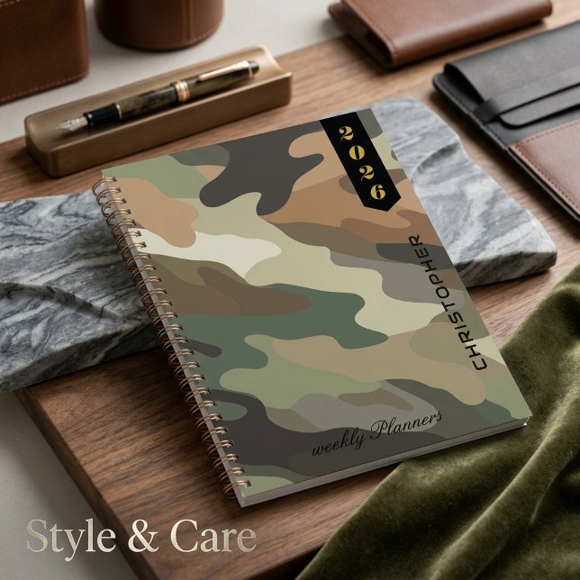 Script professionnel sur un élégant motif de camou (Professional Script on Elegant Camouflage Pattern Planner)