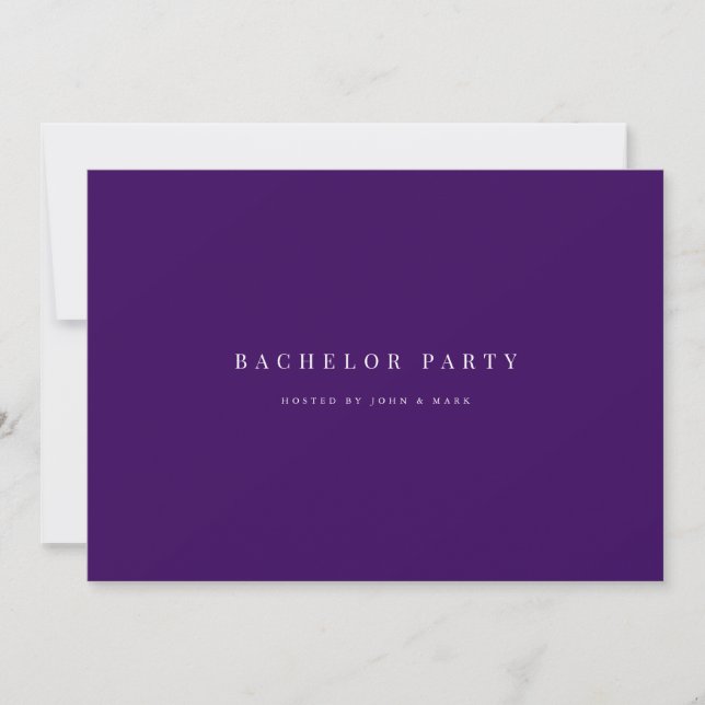 Script Purple Bachelor Party Invitation Card (Devant)