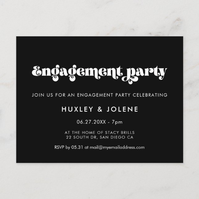 Script rétro vintage Invitation de la partie (Devant)