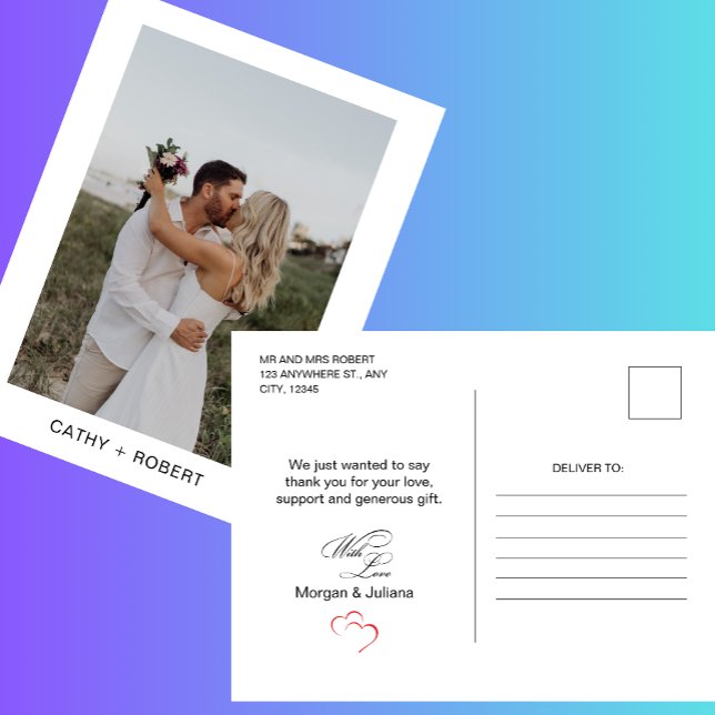 Script romantique Cardiaque Mariage Photo Carte po (Créateur téléchargé)