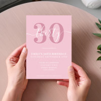 Script rose élégant 30e anniversaire Invitation