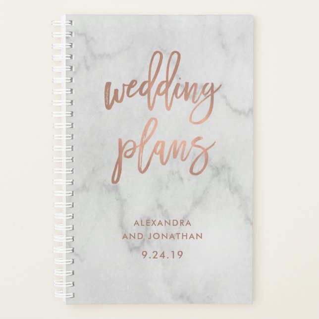 Script Rose en or Faux sur marbre | Wedding planne (Devant)