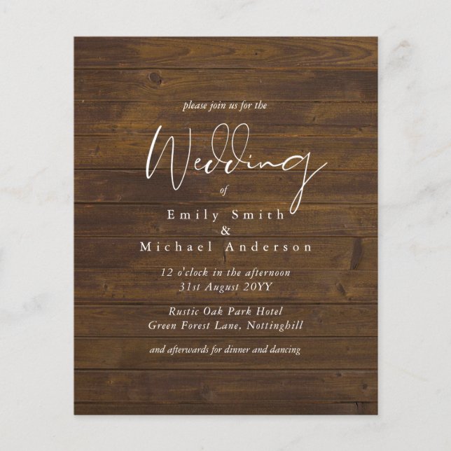 Script rustique Country Grange Woodland Mariage Bu (Devant)