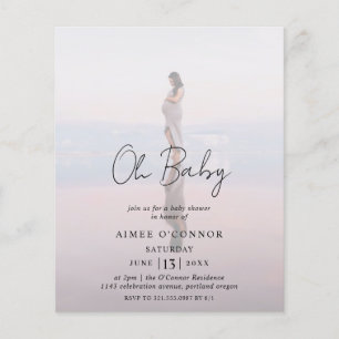 Script rustique Photo Budget Baby shower Invitatio