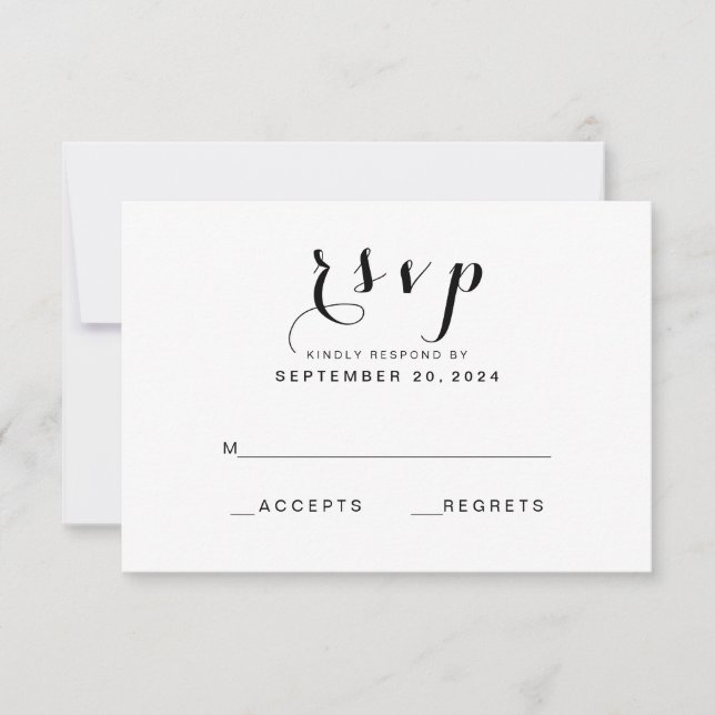 Script simple et élégant | Carte RSVP de mariage m (Devant)