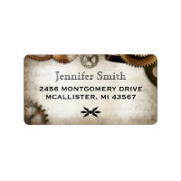Script Steampunk Gears étiquette de adresse