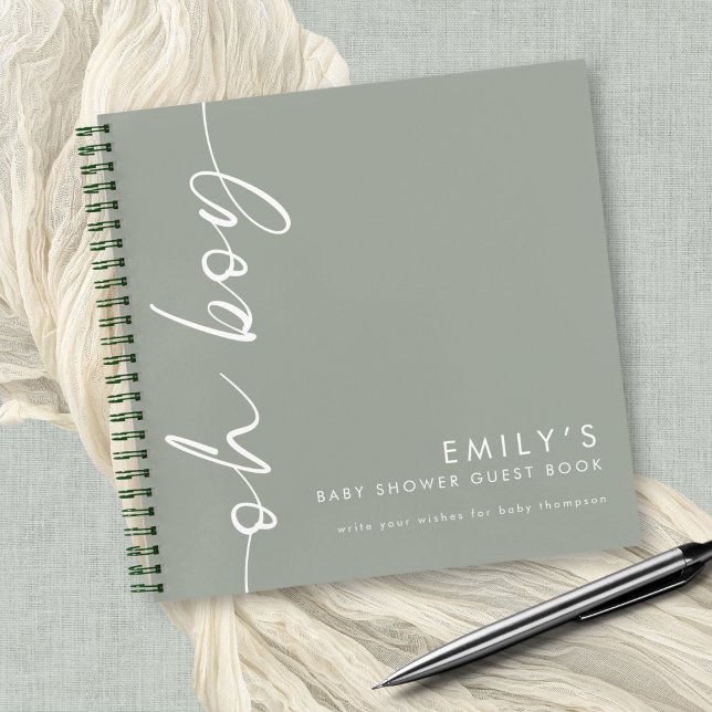 Script tourné Sage Oh Boy Baby shower Livre d'invi (Wishes for baby guest book)