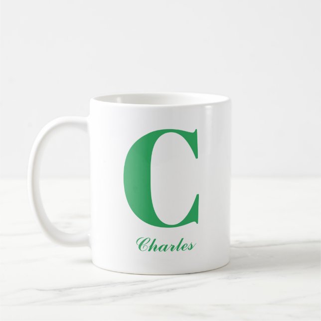 Script vert personnalisé initial et nom Mug (Gauche)